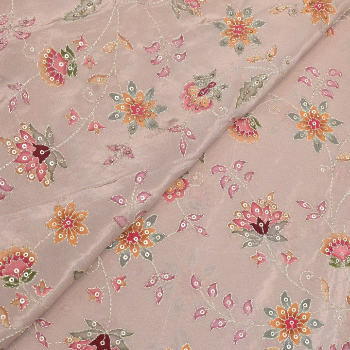 Crepe Position Prints, Zari & Sequin Embroidery Fabrics