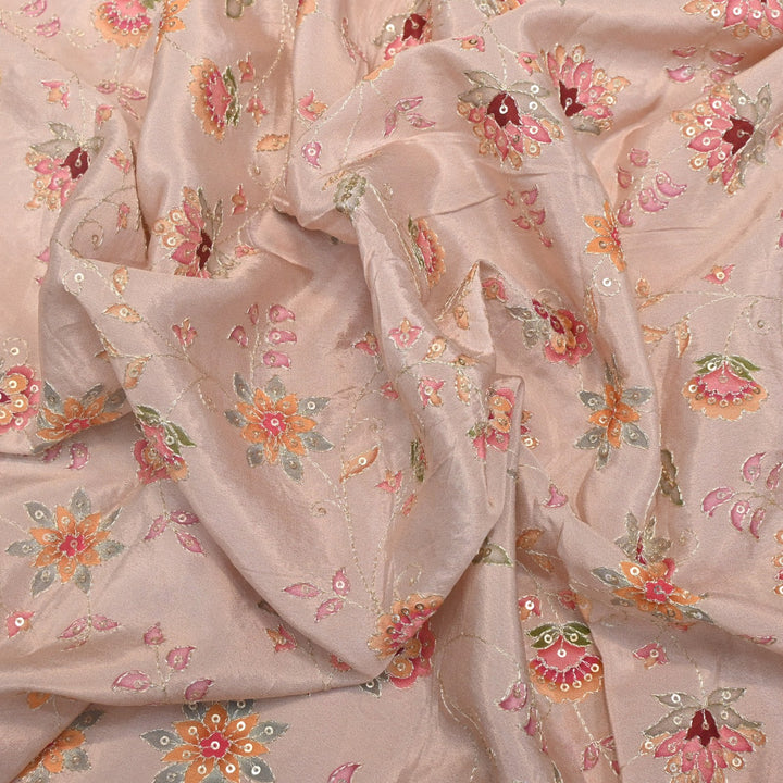 Crepe Position Prints, Zari & Sequin Embroidery Fabrics