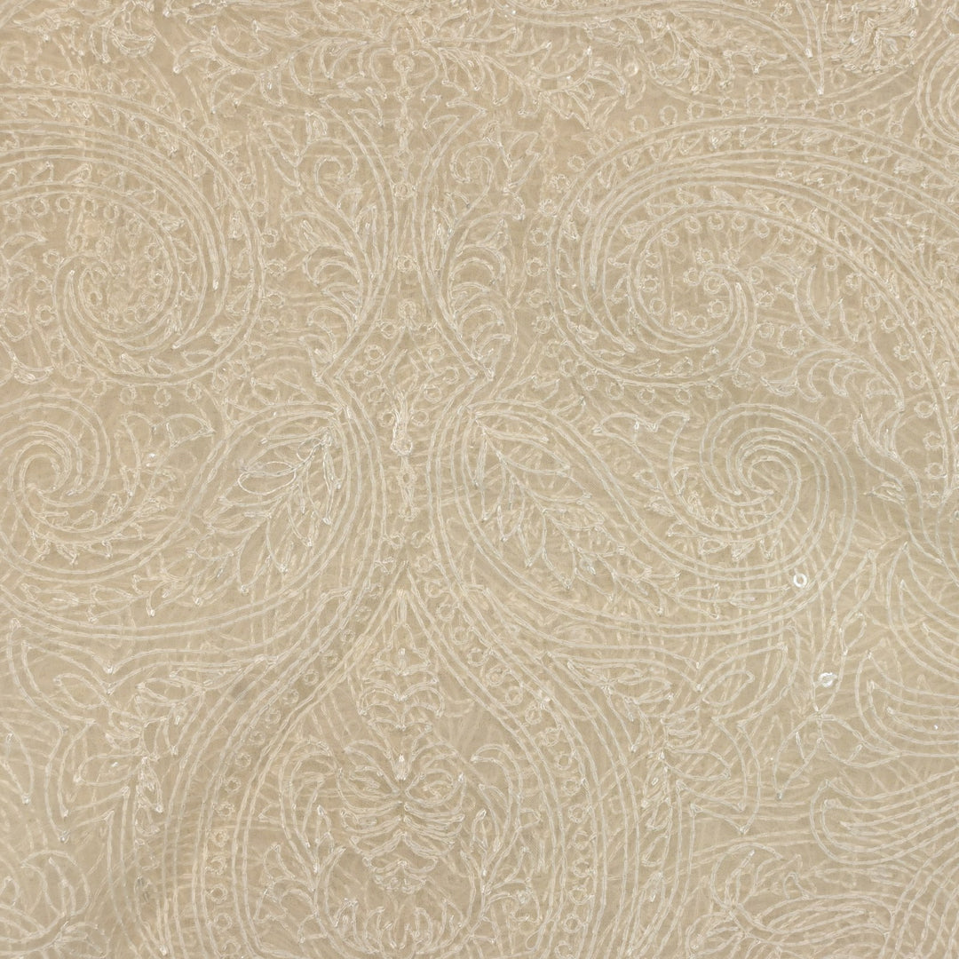 Dyed Silk Organza Moti Sequins Embroidery Fabrics