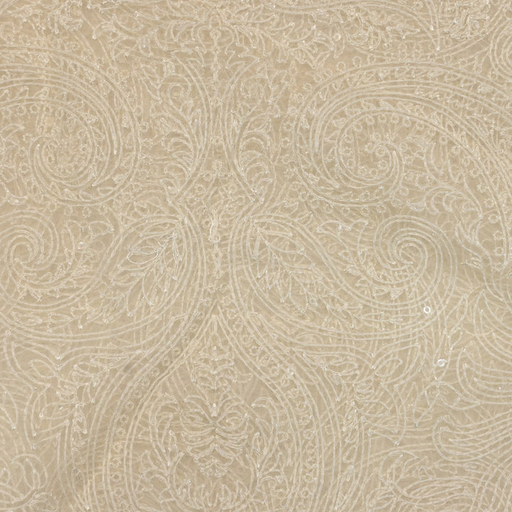 Dyed Silk Organza Moti Sequins Embroidery Fabrics