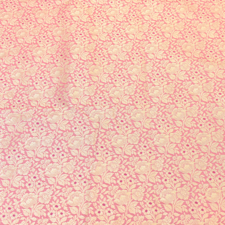 Premium Katan Silk Meena Brocade Fabric | Gold Zari Floral Brocade | OEW325-06