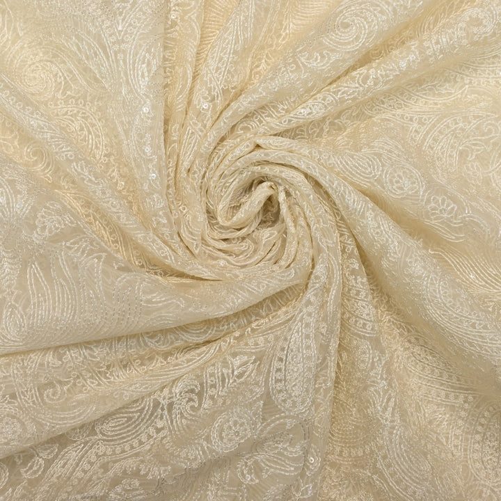 Dyed Silk Organza Moti Sequins Embroidery Fabrics