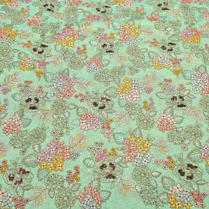 Premium Dyed Tissue Gota & Sequins Embroidery Fabric | Luxury Designer Festive | J22807-01