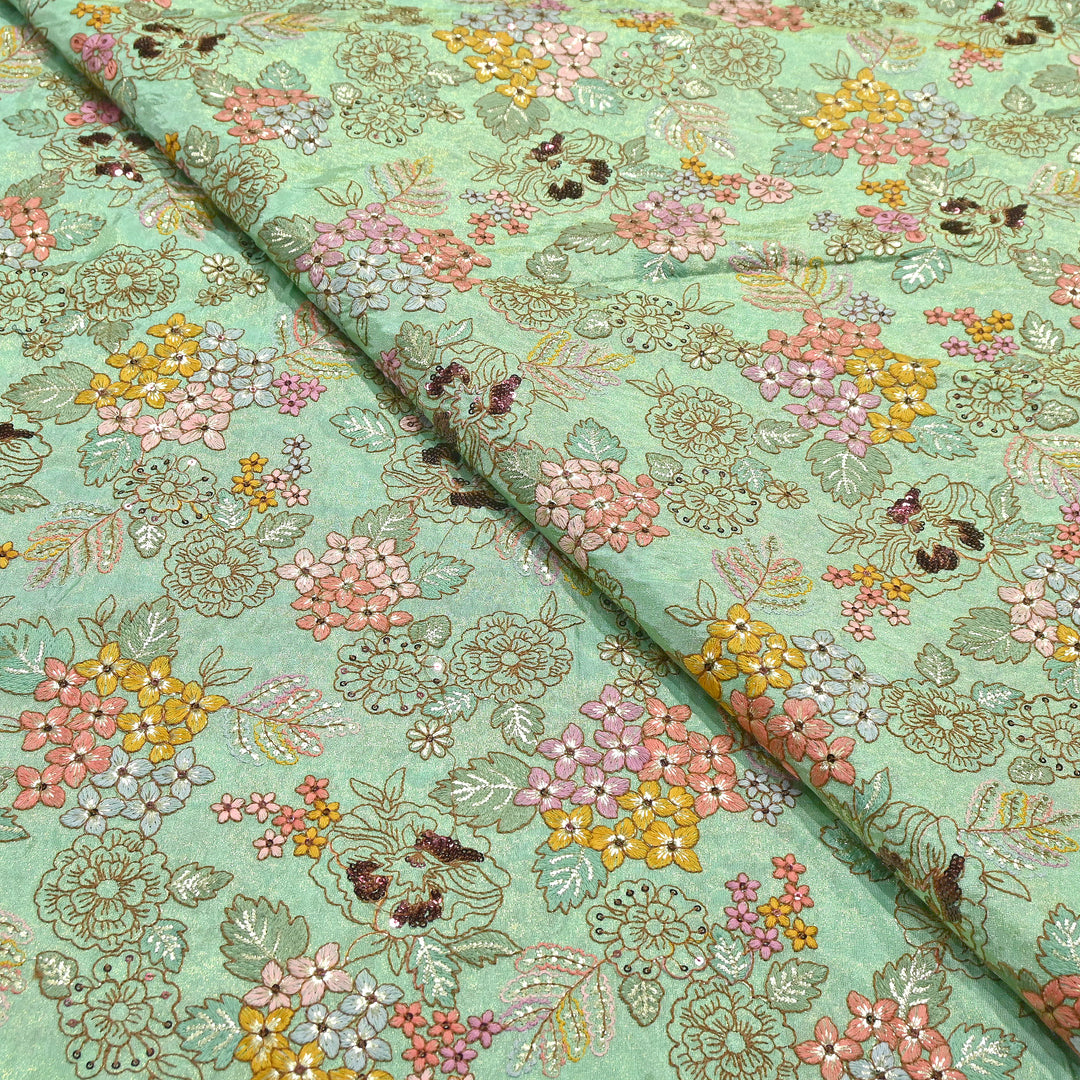 Premium Dyed Tissue Gota & Sequins Embroidery Fabric | Luxury Designer Festive | J22807-01