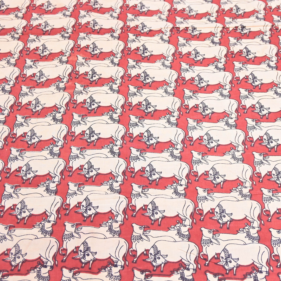 Cherry Red Cotton Hand Block Print