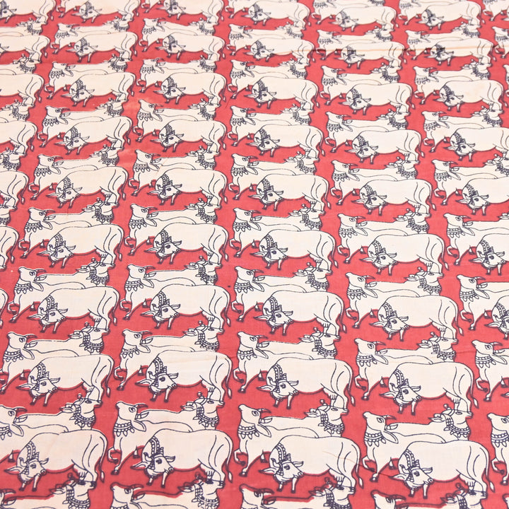 Cherry Red Cotton Hand Block Print