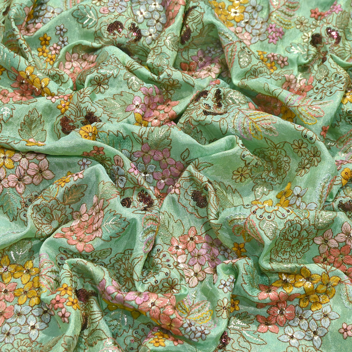 Premium Dyed Tissue Gota & Sequins Embroidery Fabric | Luxury Designer Festive | J22807-01