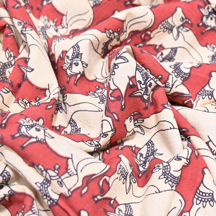 Cherry Red Cotton Hand Block Print