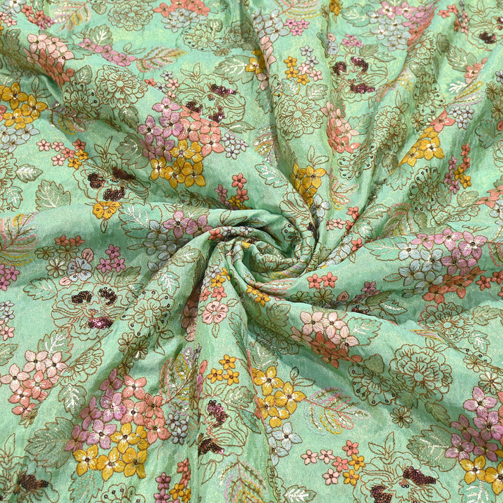 Premium Dyed Tissue Gota & Sequins Embroidery Fabric | Luxury Designer Festive | J22807-01