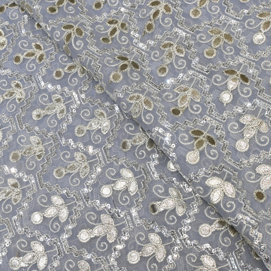 Dyed Viscose Georgette Gota Sequins Embroidery Fabrics