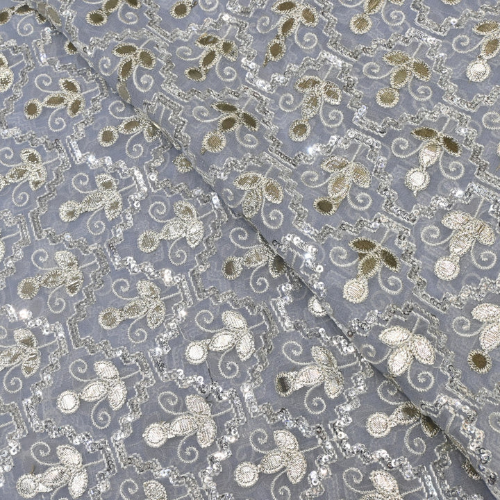 Dyed Viscose Georgette Gota Sequins Embroidery Fabrics