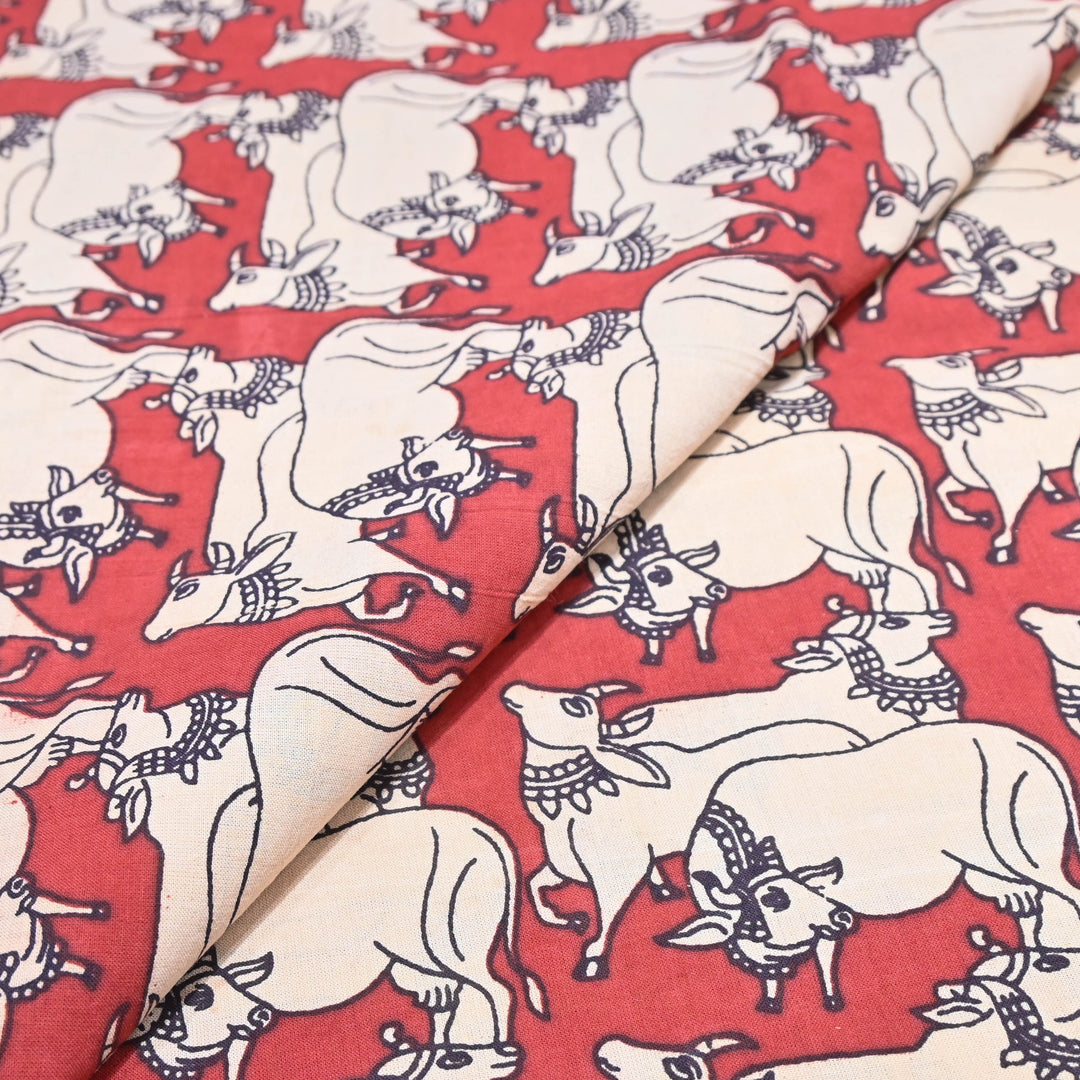 Cherry Red Cotton Hand Block Print