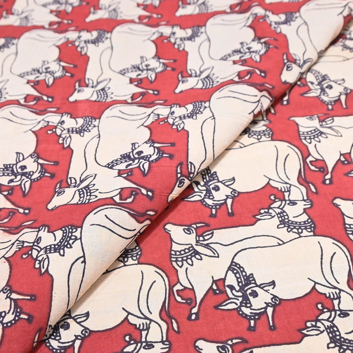 Cherry Red Cotton Hand Block Print