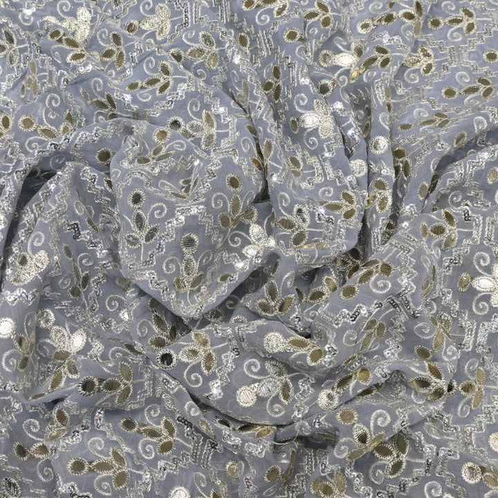 Dyed Viscose Georgette Gota Sequins Embroidery Fabrics