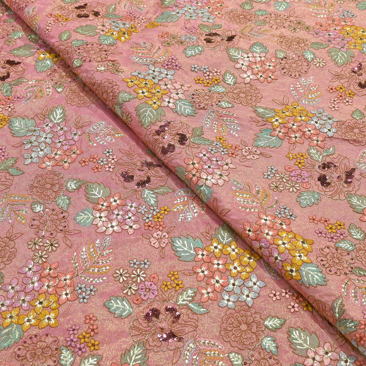 Premium Dyed Tissue Gota & Sequins Embroidery Fabric | Luxury Designer Festive | J22807-02
