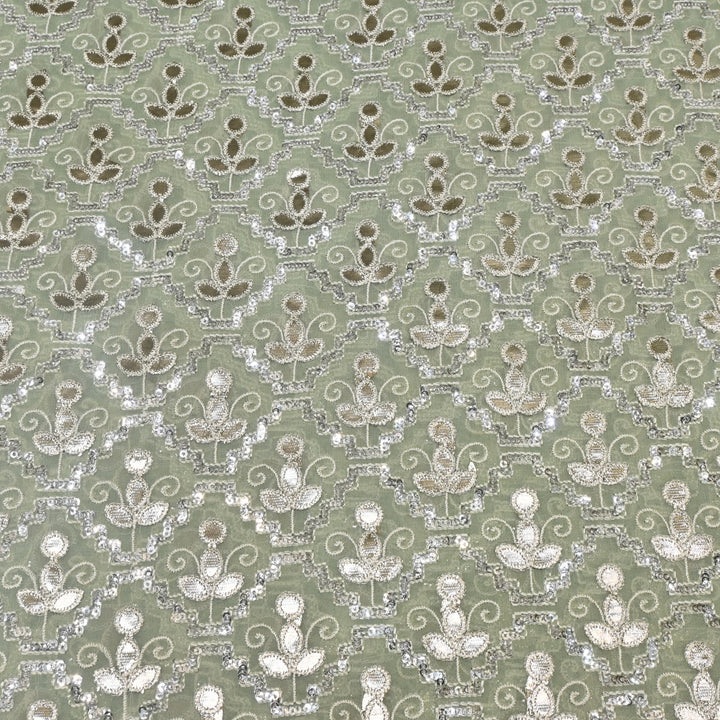 Dyed Viscose Georgette Gota Sequins Embroidery Fabrics