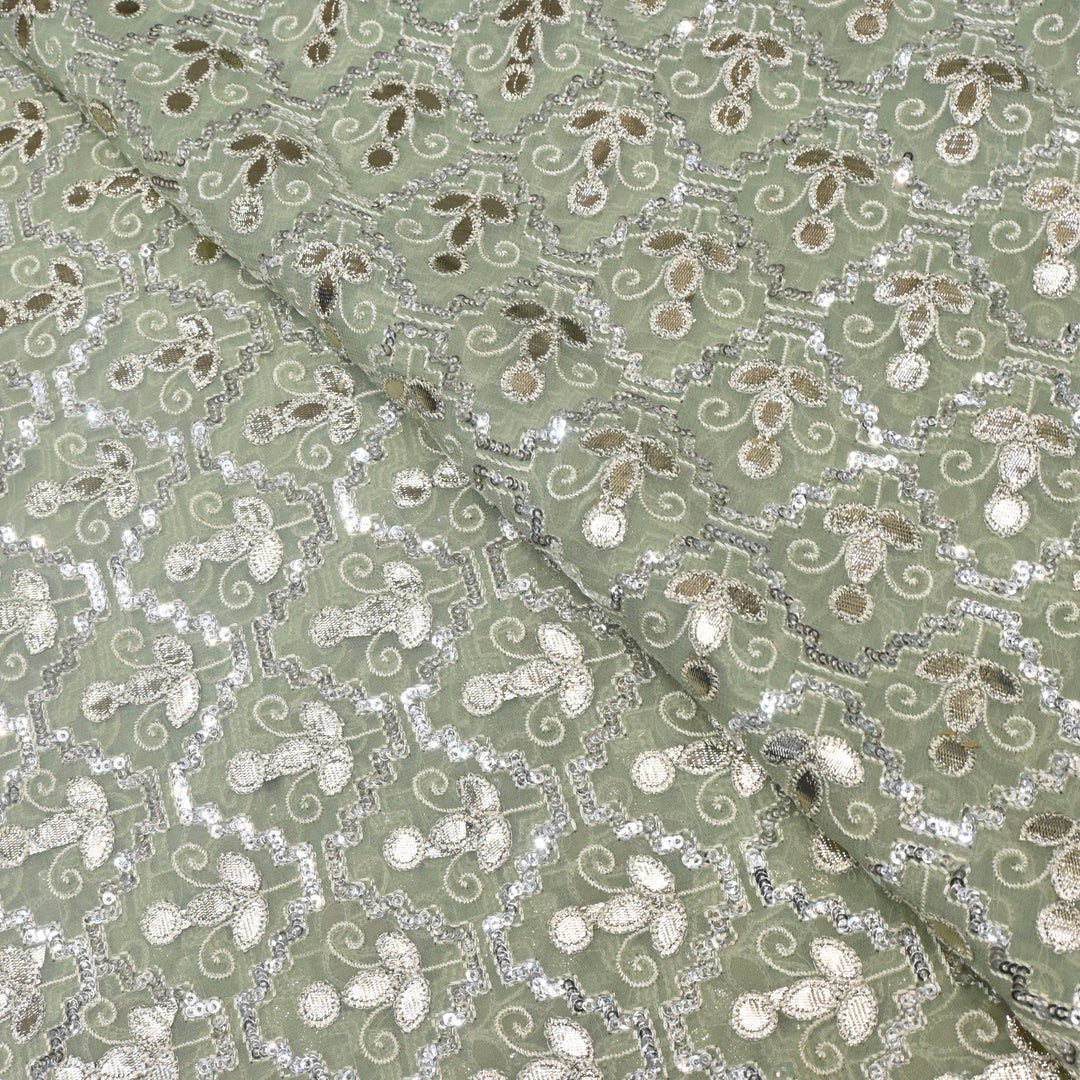 Dyed Viscose Georgette Gota Sequins Embroidery Fabrics