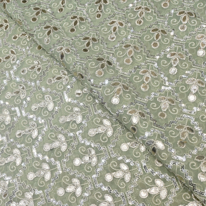 Dyed Viscose Georgette Gota Sequins Embroidery Fabrics