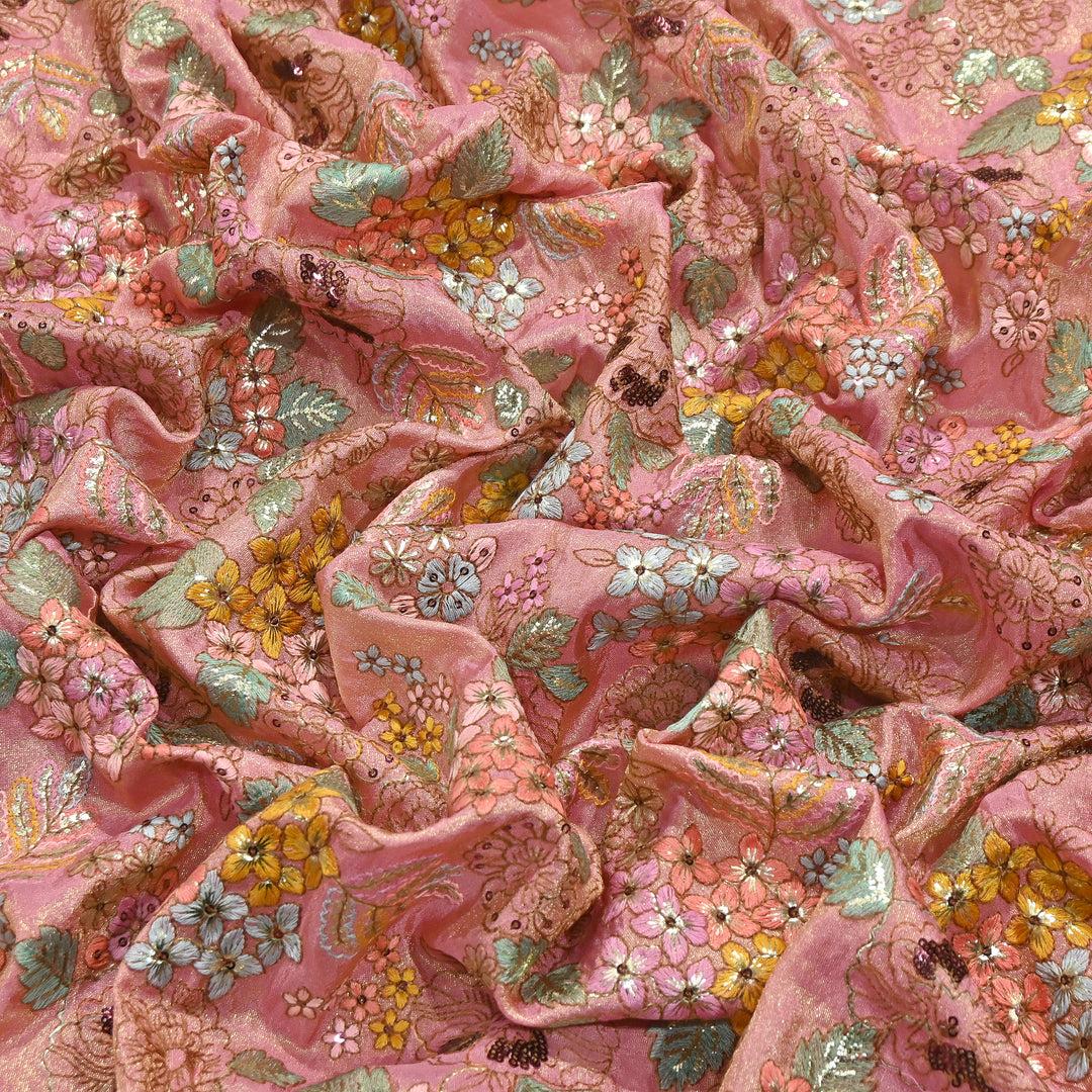 Premium Dyed Tissue Gota & Sequins Embroidery Fabric | Luxury Designer Festive | J22807-02