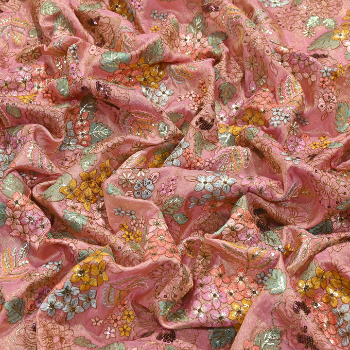 Premium Dyed Tissue Gota & Sequins Embroidery Fabric | Luxury Designer Festive | J22807-02
