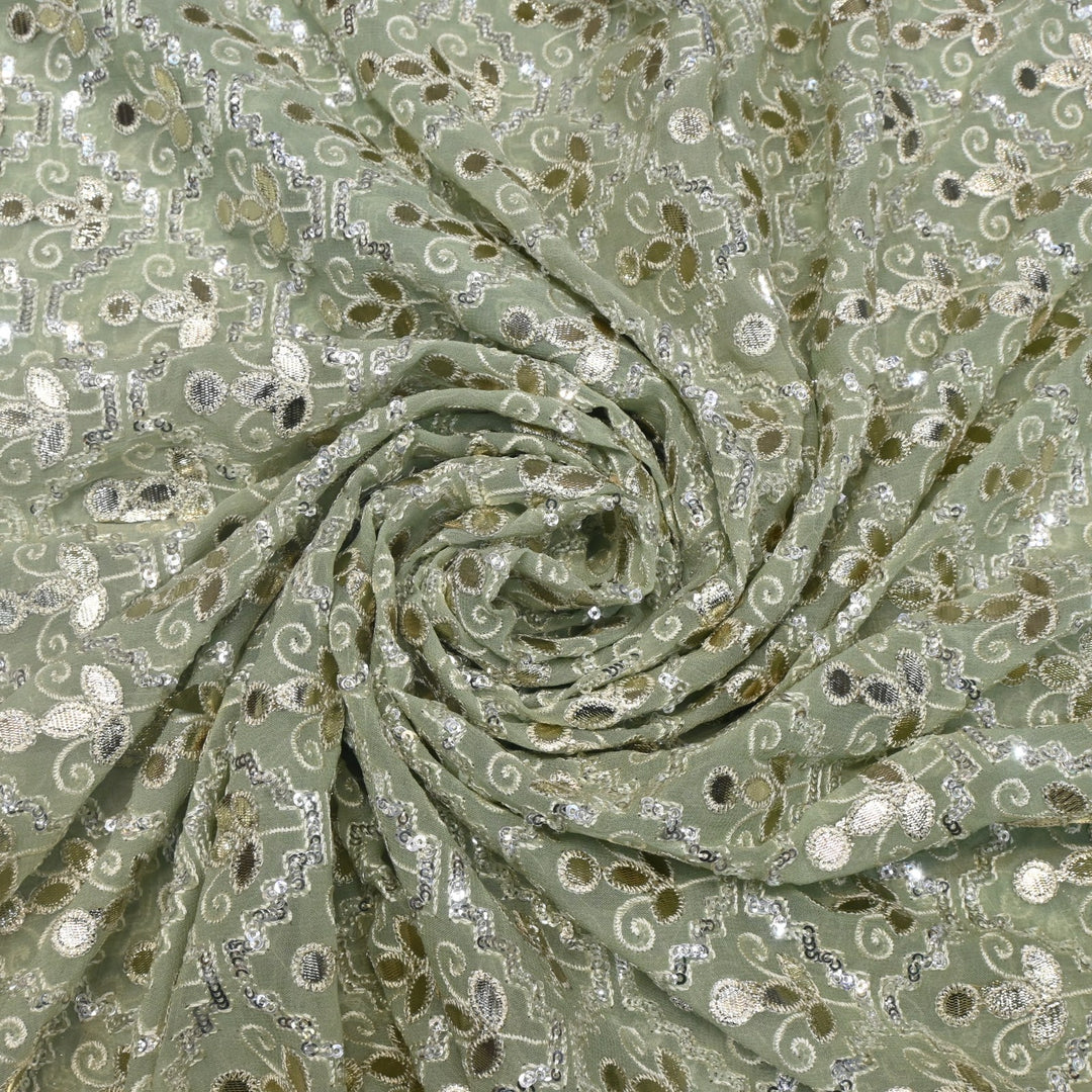 Dyed Viscose Georgette Gota Sequins Embroidery Fabrics
