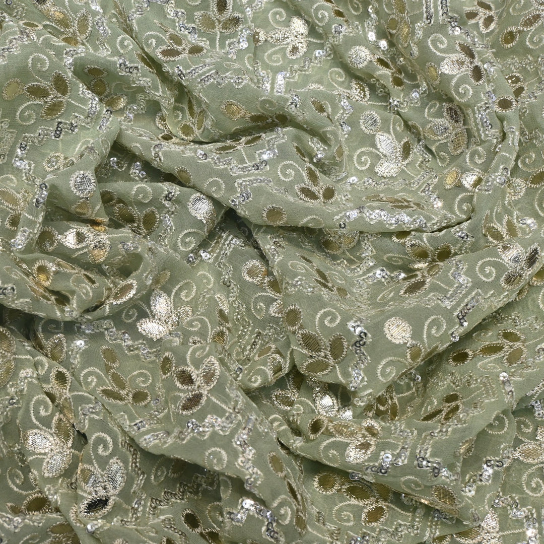 Dyed Viscose Georgette Gota Sequins Embroidery Fabrics