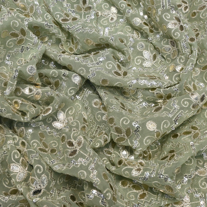 Dyed Viscose Georgette Gota Sequins Embroidery Fabrics