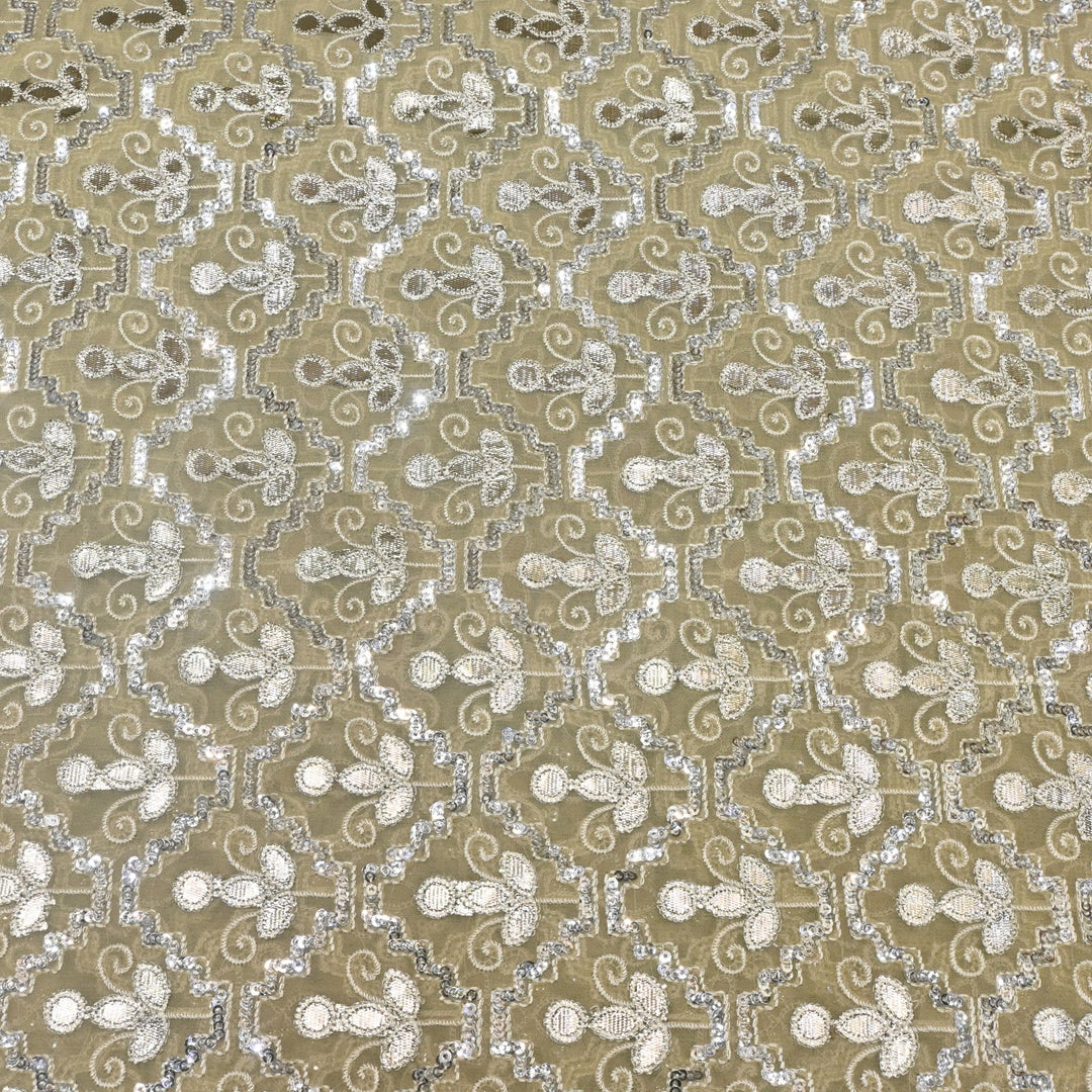 Dyed Viscose Georgette Gota Sequins Embroidery Fabrics