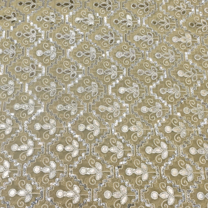 Dyed Viscose Georgette Gota Sequins Embroidery Fabrics