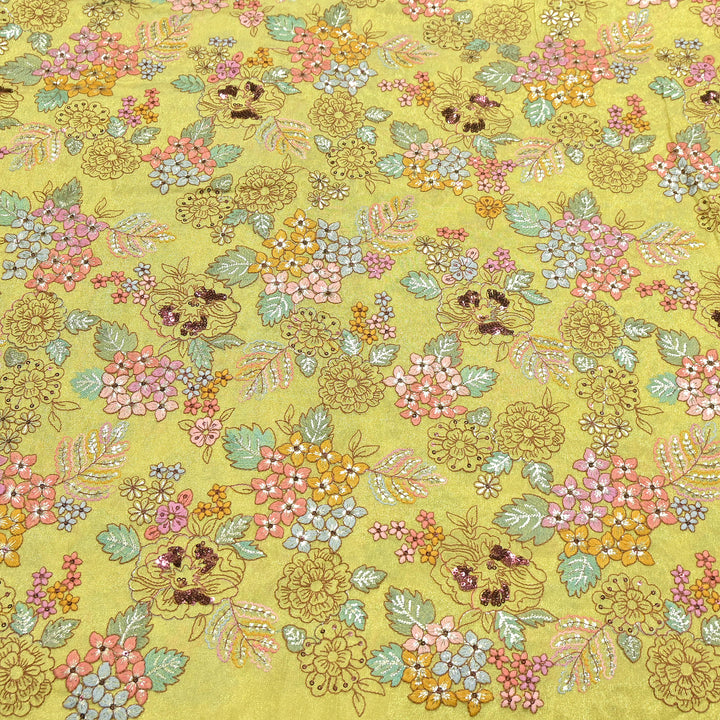 Premium Dyed Tissue Gota & Sequins Embroidery Fabric | Luxury Designer Festive | J22807-03