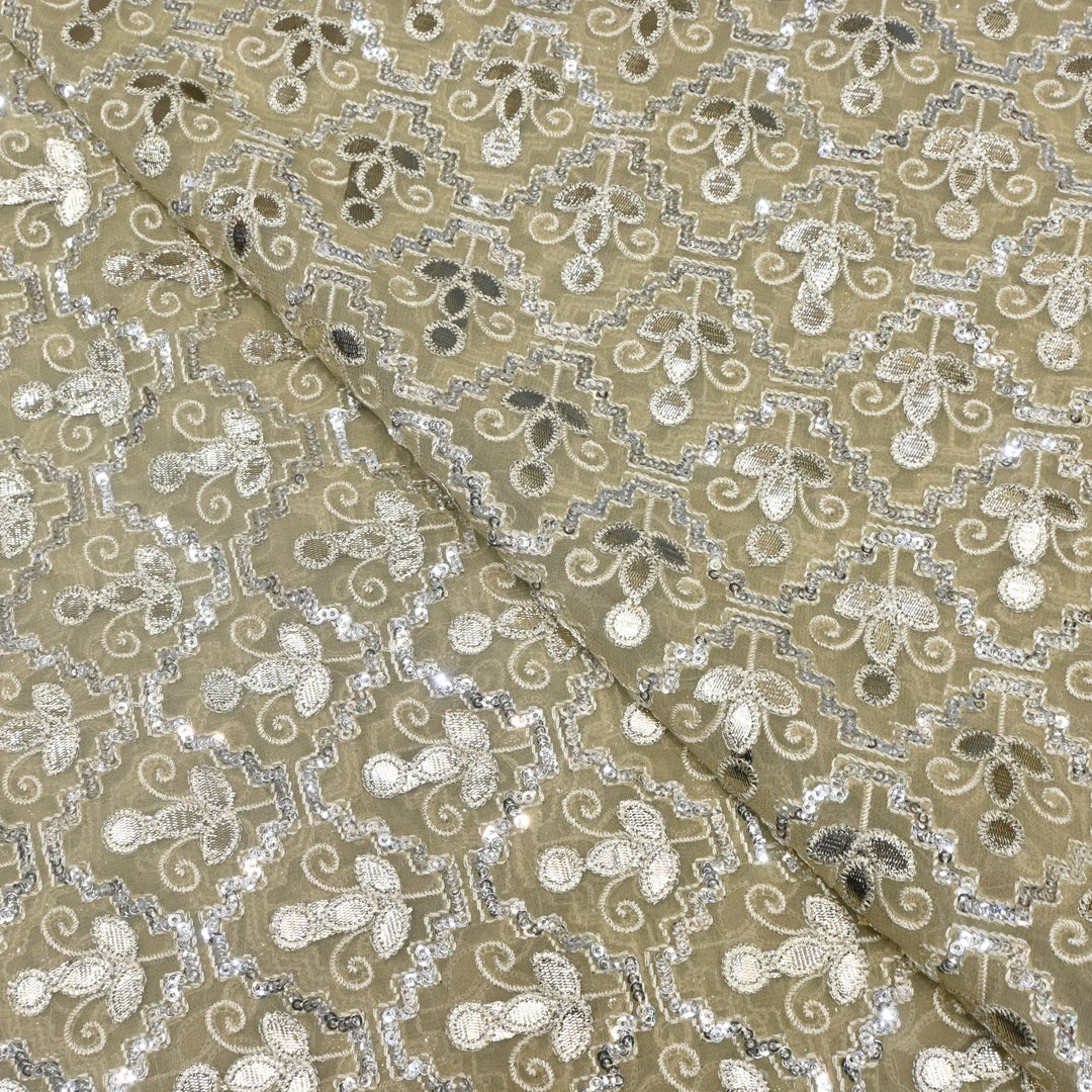 Dyed Viscose Georgette Gota Sequins Embroidery Fabrics