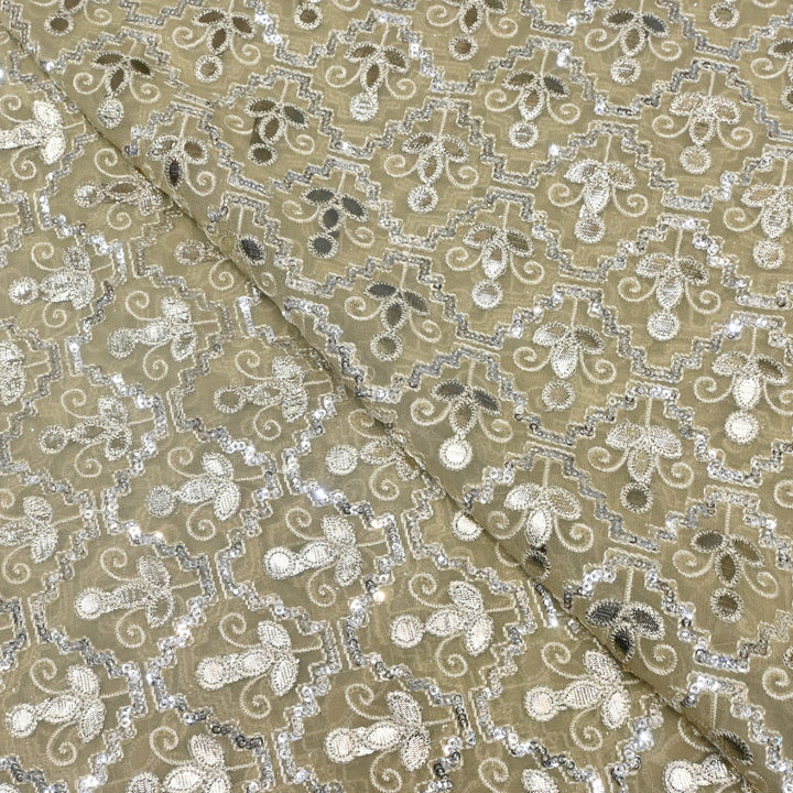 Dyed Viscose Georgette Gota Sequins Embroidery Fabrics