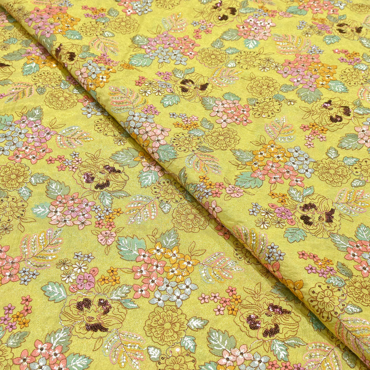Premium Dyed Tissue Gota & Sequins Embroidery Fabric | Luxury Designer Festive | J22807-03