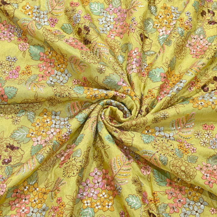 Premium Dyed Tissue Gota & Sequins Embroidery Fabric | Luxury Designer Festive | J22807-03