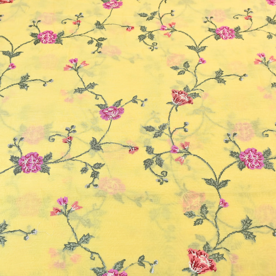 Mul Chanderi Floral Zari Work Embroidery – Designer Summer Fabric GP3798-2
