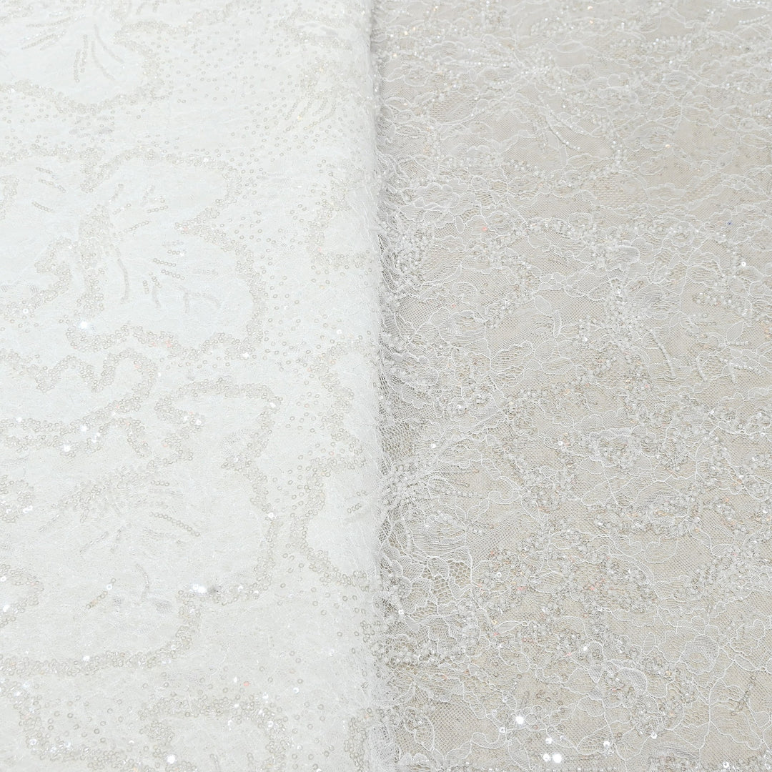 Luxury Imported Heavy Lace Net Fabric with Cut Dana, Beads & Sequins Embroidery | MBL802-1