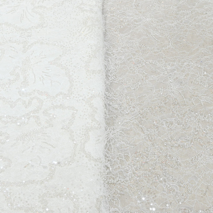 Luxury Imported Heavy Lace Net Fabric with Cut Dana, Beads & Sequins Embroidery | MBL802-1