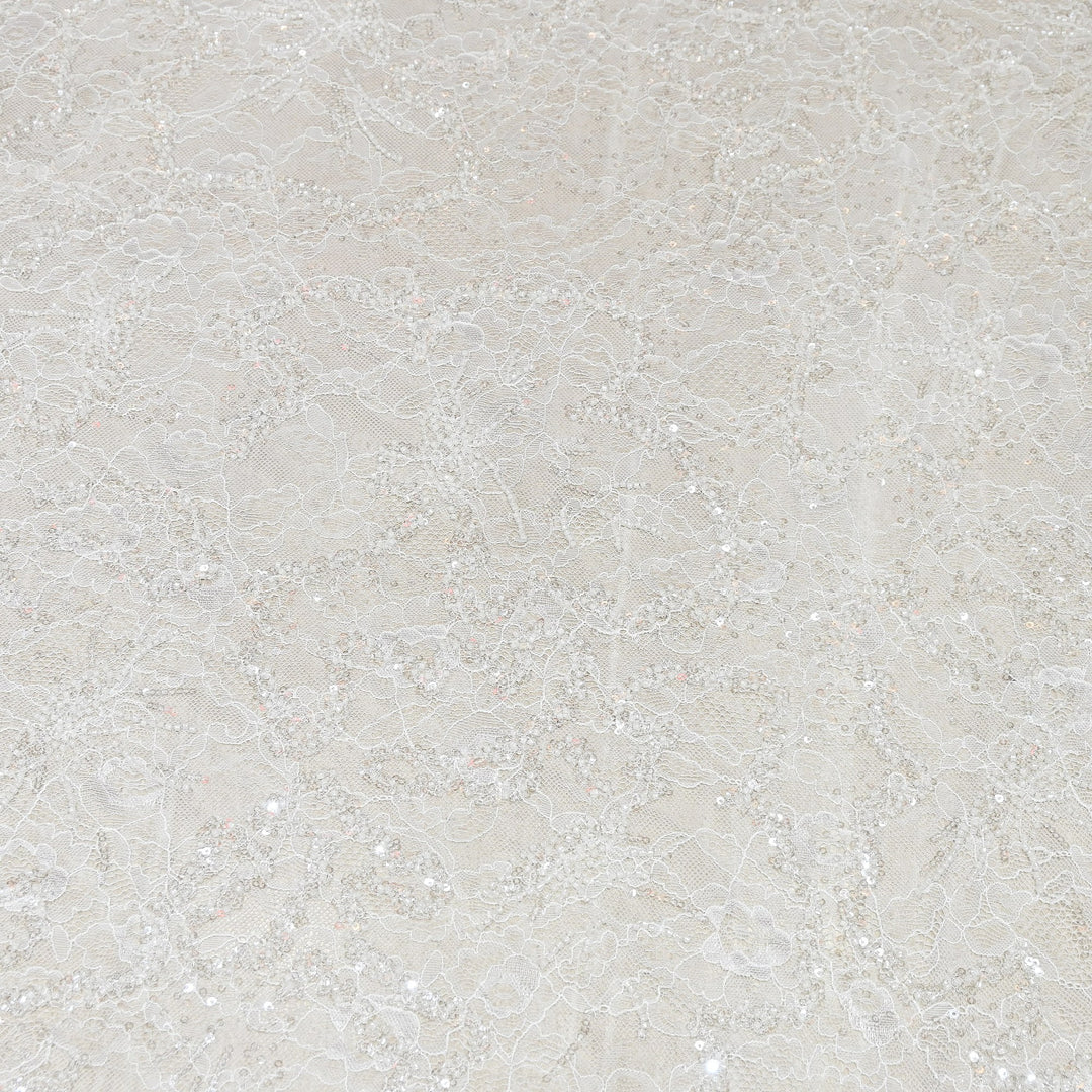Luxury Imported Heavy Lace Net Fabric with Cut Dana, Beads & Sequins Embroidery | MBL802-1