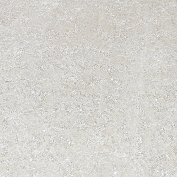 Luxury Imported Heavy Lace Net Fabric with Cut Dana, Beads & Sequins Embroidery | MBL802-1