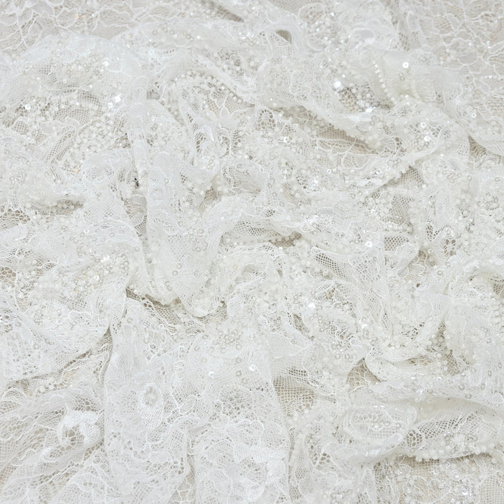 Luxury Imported Heavy Lace Net Fabric with Cut Dana, Beads & Sequins Embroidery | MBL802-1