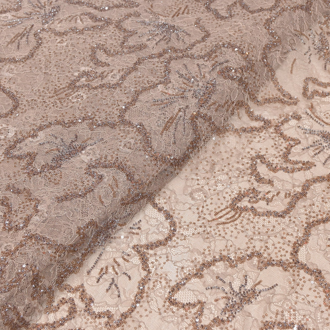 Luxury Imported Heavy Lace Net Fabric with Cut Dana, Beads & Sequins Embroidery | MBL802-2