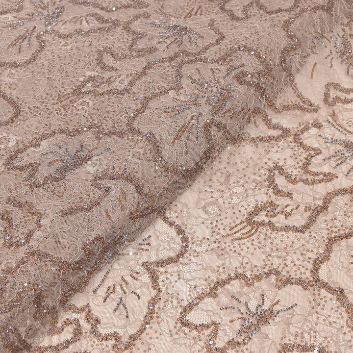 Luxury Imported Heavy Lace Net Fabric with Cut Dana, Beads & Sequins Embroidery | MBL802-2