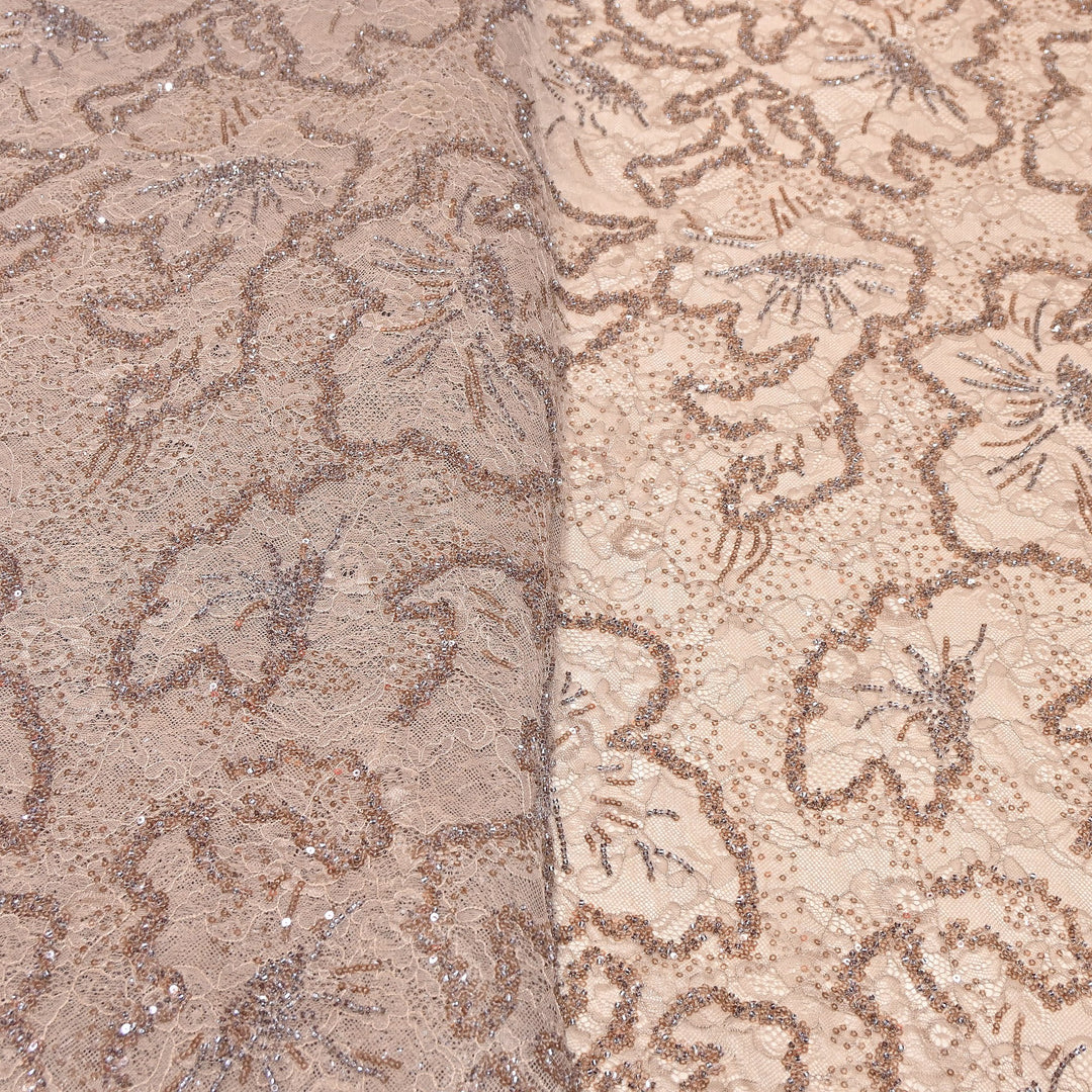 Luxury Imported Heavy Lace Net Fabric with Cut Dana, Beads & Sequins Embroidery | MBL802-2