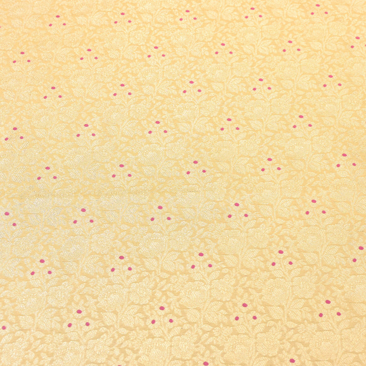 Premium Katan Silk Meena Brocade Fabric | Gold Zari Floral Brocade | OEW325-12