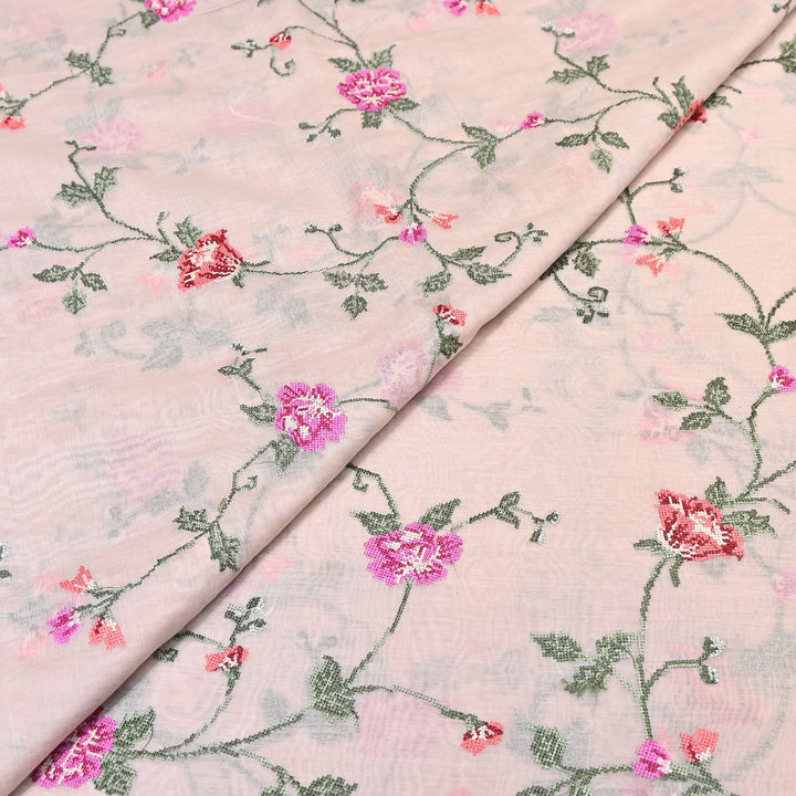 Mul Chanderi Floral Zari Work Embroidery – Designer Summer Fabric GP3798-3