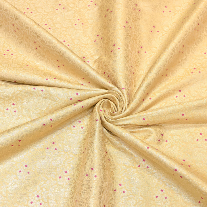 Premium Katan Silk Meena Brocade Fabric | Gold Zari Floral Brocade | OEW325-12