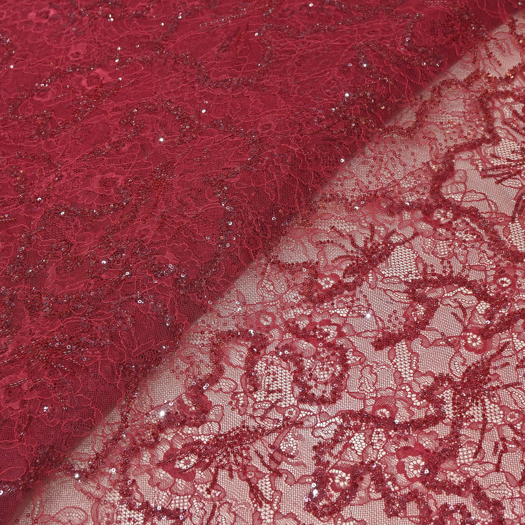 Luxury Imported Heavy Lace Net Fabric with Cut Dana, Beads & Sequins Embroidery | MBL802-3