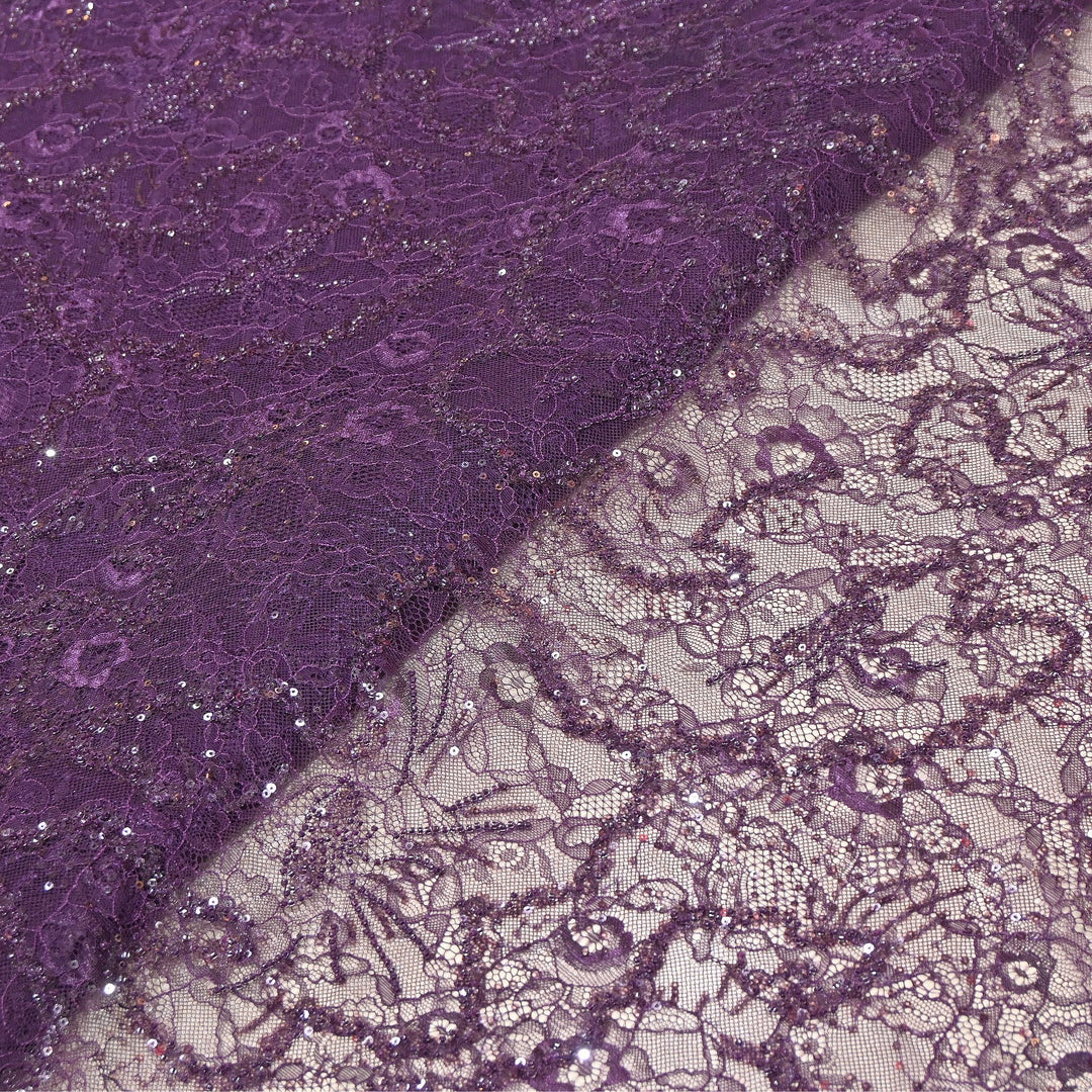 Luxury Imported Heavy Lace Net Fabric with Cut Dana, Beads & Sequins Embroidery | MBL802-4