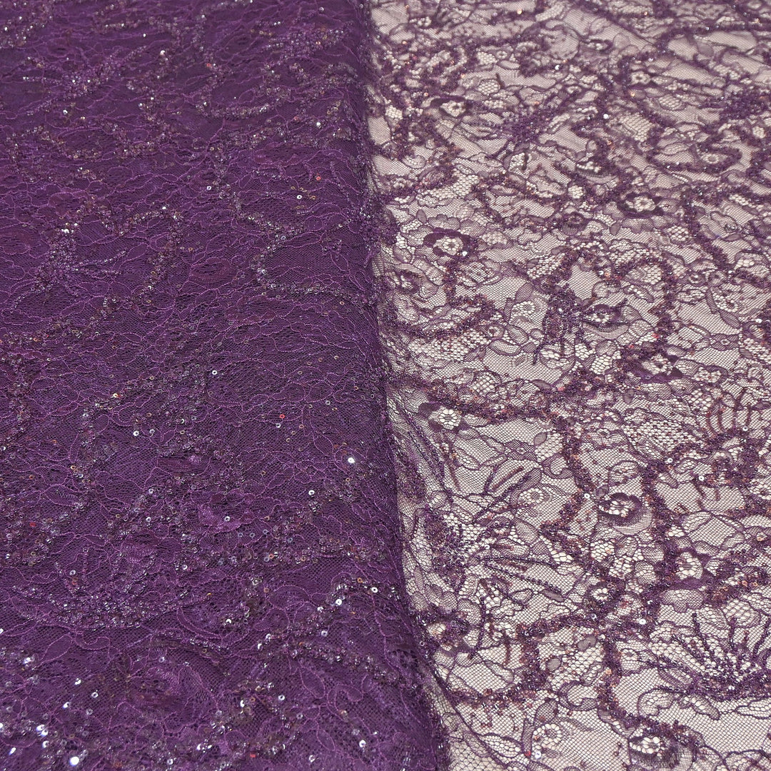 Luxury Imported Heavy Lace Net Fabric with Cut Dana, Beads & Sequins Embroidery | MBL802-4
