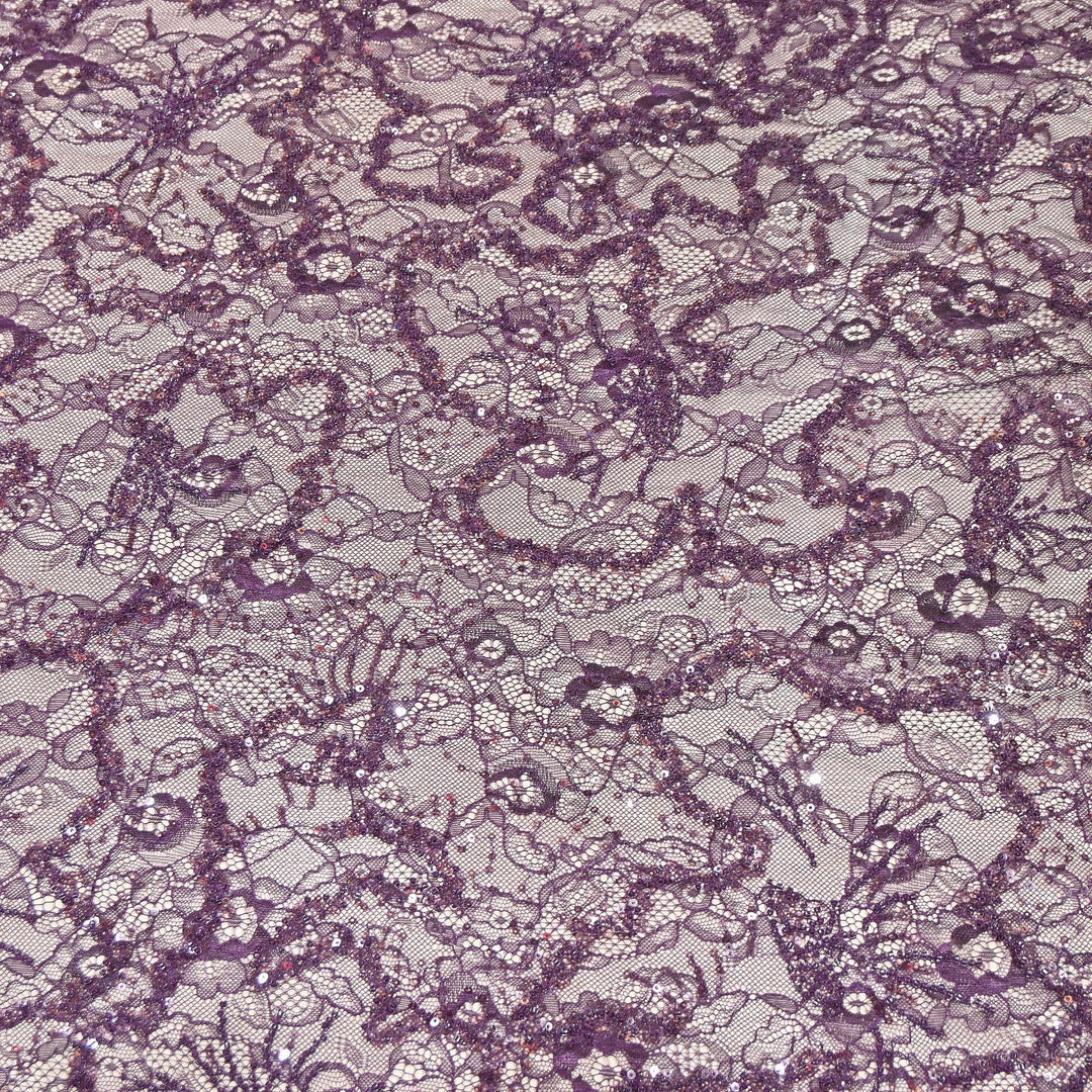 Luxury Imported Heavy Lace Net Fabric with Cut Dana, Beads & Sequins Embroidery | MBL802-4